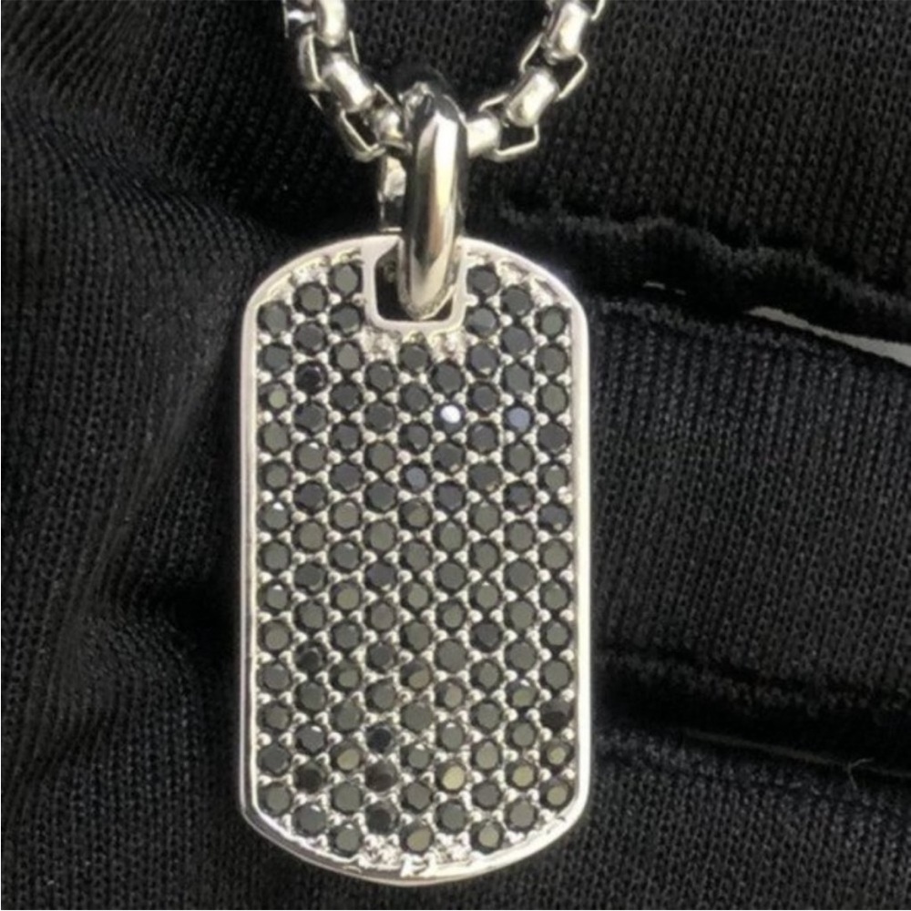 David Yurman Silver Necklace with Black Pendant - Picture 6 of 7